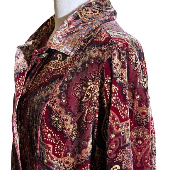EUC Chico's Arabian Nights Velvet Luster Jacket Sz 2XL Lined - Picture 6 of 16